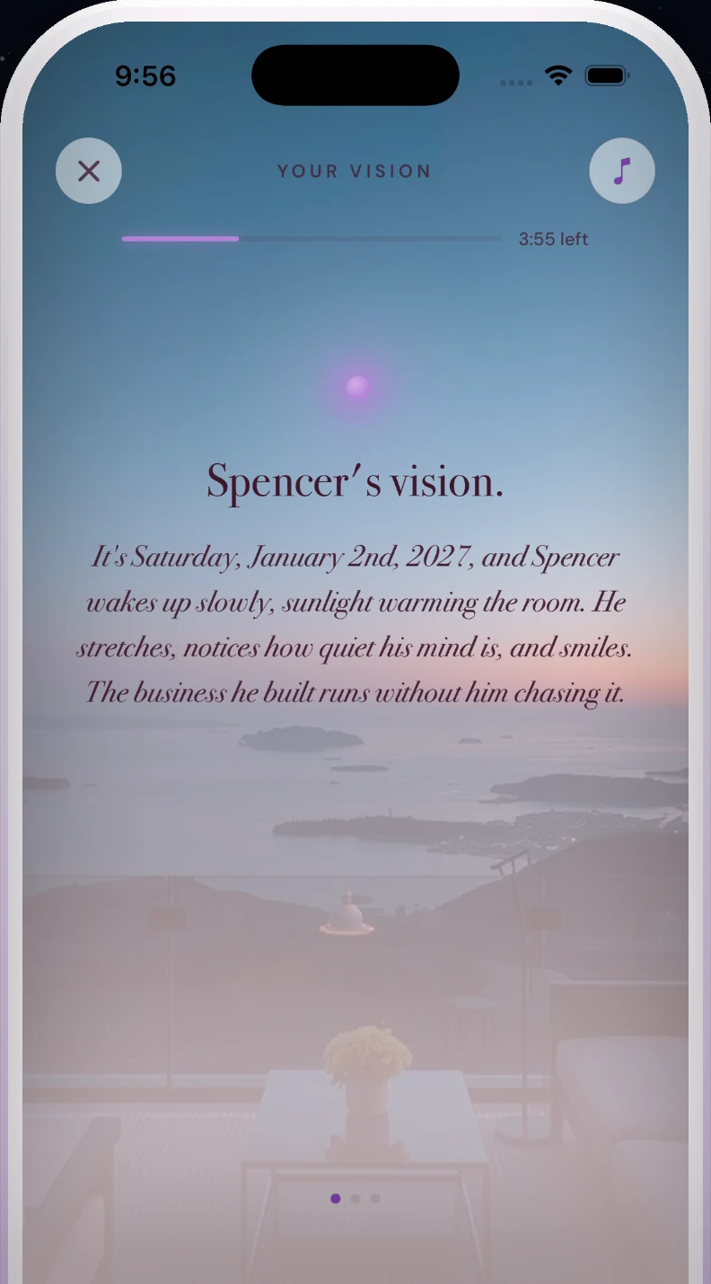 Vision session screen in the Rose look
